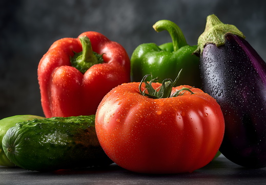 Auswahl an frischem Gemüse mit Tomaten Gurken und Paprika