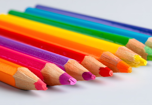 Regenbogen mit Buntstiften auf weißem Hintergrund