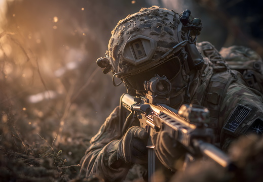 NATO Truppen mit Ausrüstung in Wüstenumgebung im Einsatz