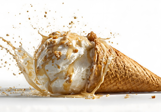 Schmelzende Eiswaffel auf weißem Hintergrund isoliert