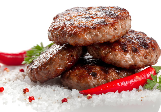 Grillfleisch mit Salz und Chili auf schwarzem Hintergrund