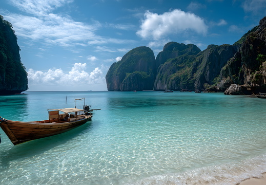 Longtailboot in Maya Bay auf Koh Phi Phi Leh Thailand