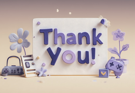 Thank You Karte mit Gamepad und Blumen