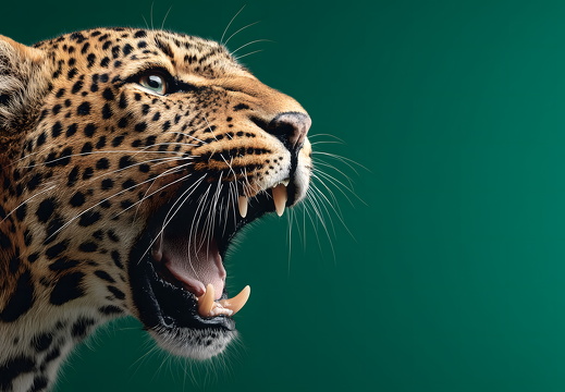 Zähnefletschender Leopard mit aggressivem Blick