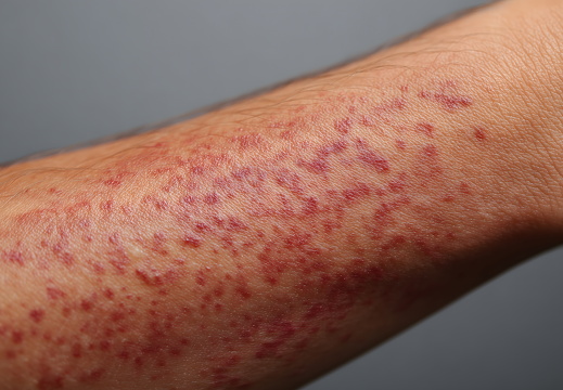 Masernhaut mit Ausschlag auf dem Unterarm