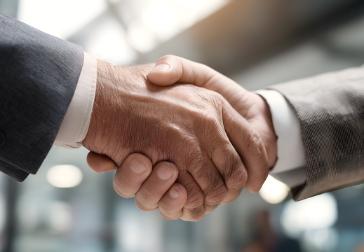 Handschlag zwischen Geschäftspartnern im modernen Büro