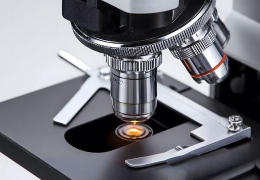 Wissenschaftliches Mikroskop isoliert auf weißem Hintergrund