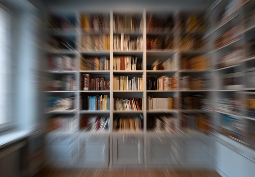 Wackelndes Bücherregal bei Erschütterung im Innenraum