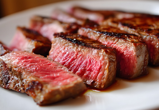 Saftig geschnittenes Rinderfilet in medium rare