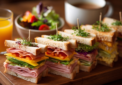 Club Sandwich mit Schinken Käse und Kresse