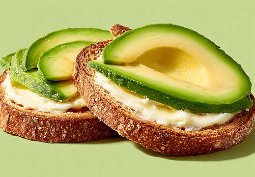 Vollkornbrot mit Butter und Avocado