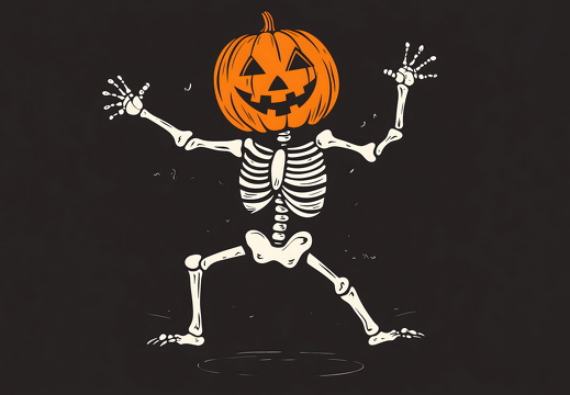 Halloween-Skelett mit Kürbiskopf T Shirt Design Illustration