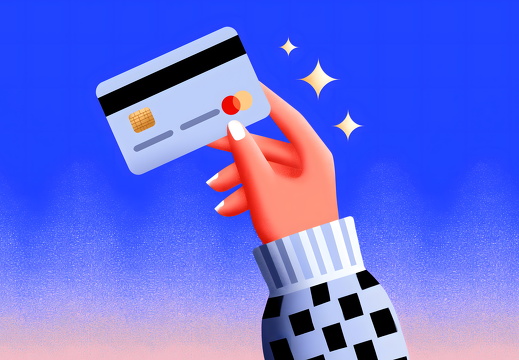 Illustration einer Kreditkarte in einer Hand