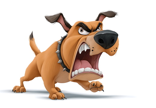 Wütender Hund Cartoon auf weißem Hintergrund
