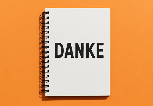 Notizbuch mit Schriftzug Danke