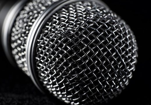 Mikrofon Nahaufnahme mit silbernem Gitter