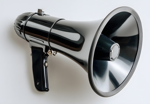 Schwarzes Megafon auf weißem Hintergrund