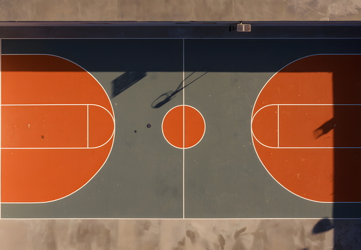 Basketballfeld von oben mit Schattenwurf