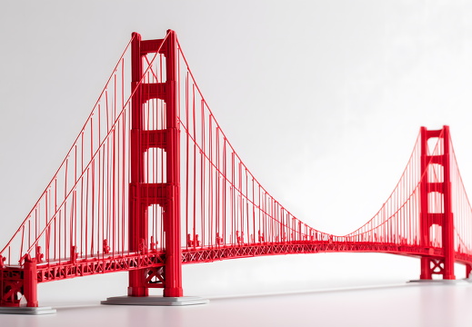 Modell der Golden Gate Bridge isoliert auf Weiß