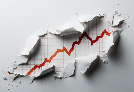 Inflation Diagramm mit steigender Kurve aufgerissenes Papier
