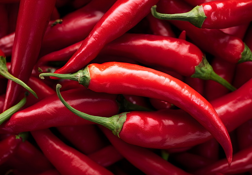 Rote Chilischoten in Nahaufnahme als Hintergrund
