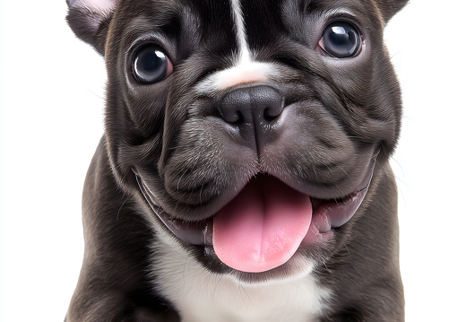 Smiling French Bulldog puppy on white background