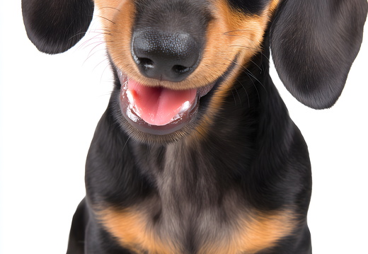 Smiling Dachshund puppy isolated on white