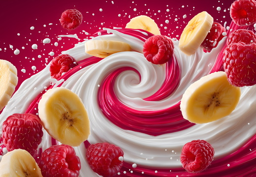Banana raspberry swirl with yogurt splash#