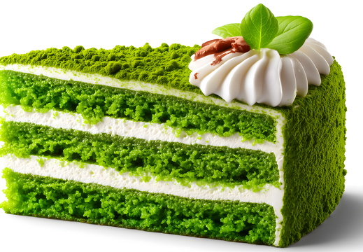 Matcha green tea cake with white cream filling