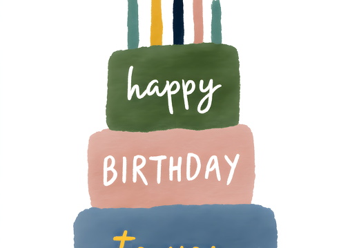 Illustrated birthday cake with candles and pastel colors