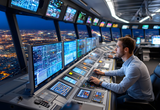 Air Traffic Control Center at Night