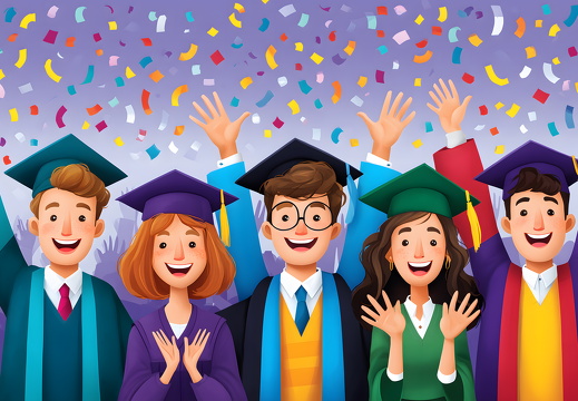 Graduation Celebration with Happy Students