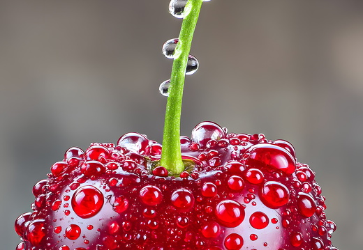Fresh Cherry Macro with Water Droplets Closeup