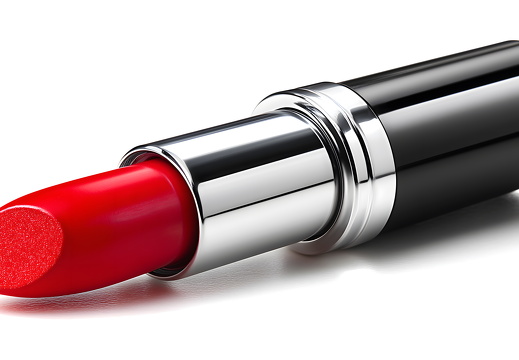 Red lipstick isolated on white background as beauty product