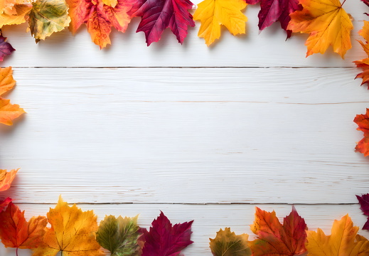 Herbstliche Blätterrahmen Dekoration auf weißem Hintergrund