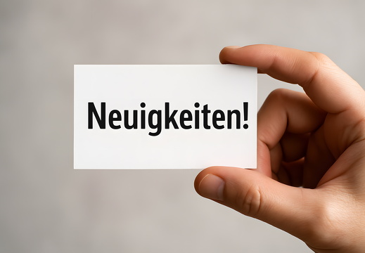 Weiße Karte mit Neuigkeiten in Hand gehalten