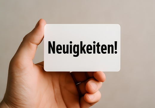 Neuigkeiten Karte in Hand als Ankündigung