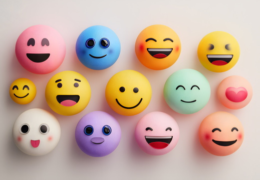 Bunte Emoji Gesichter mit verschiedenen Emotionen